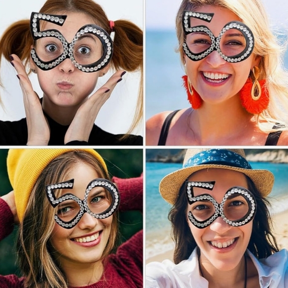 Accessories - 🎉 50th Birthday Rhinestone Glasses Set of 2 Party Photo Booth Props 🎉